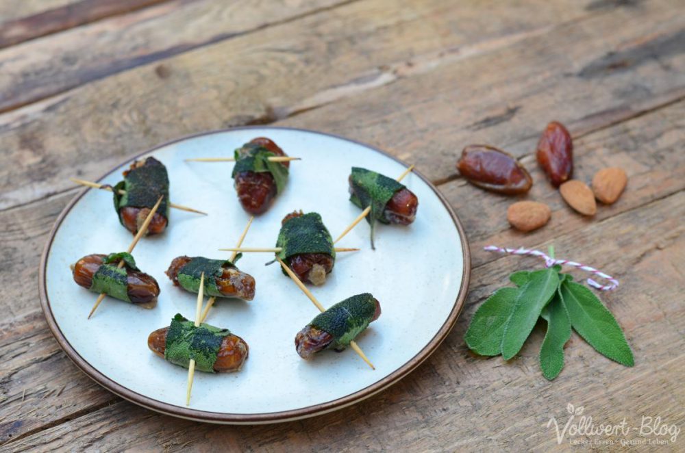 Gefüllte Datteln im Salbeimantel - ein leichtes veganes Tapas ...