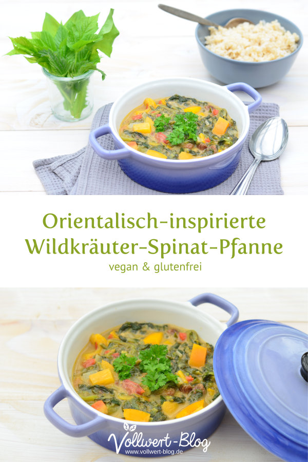 Orientalisch angehauchte Wildkräuter-Spinat-Pfanne